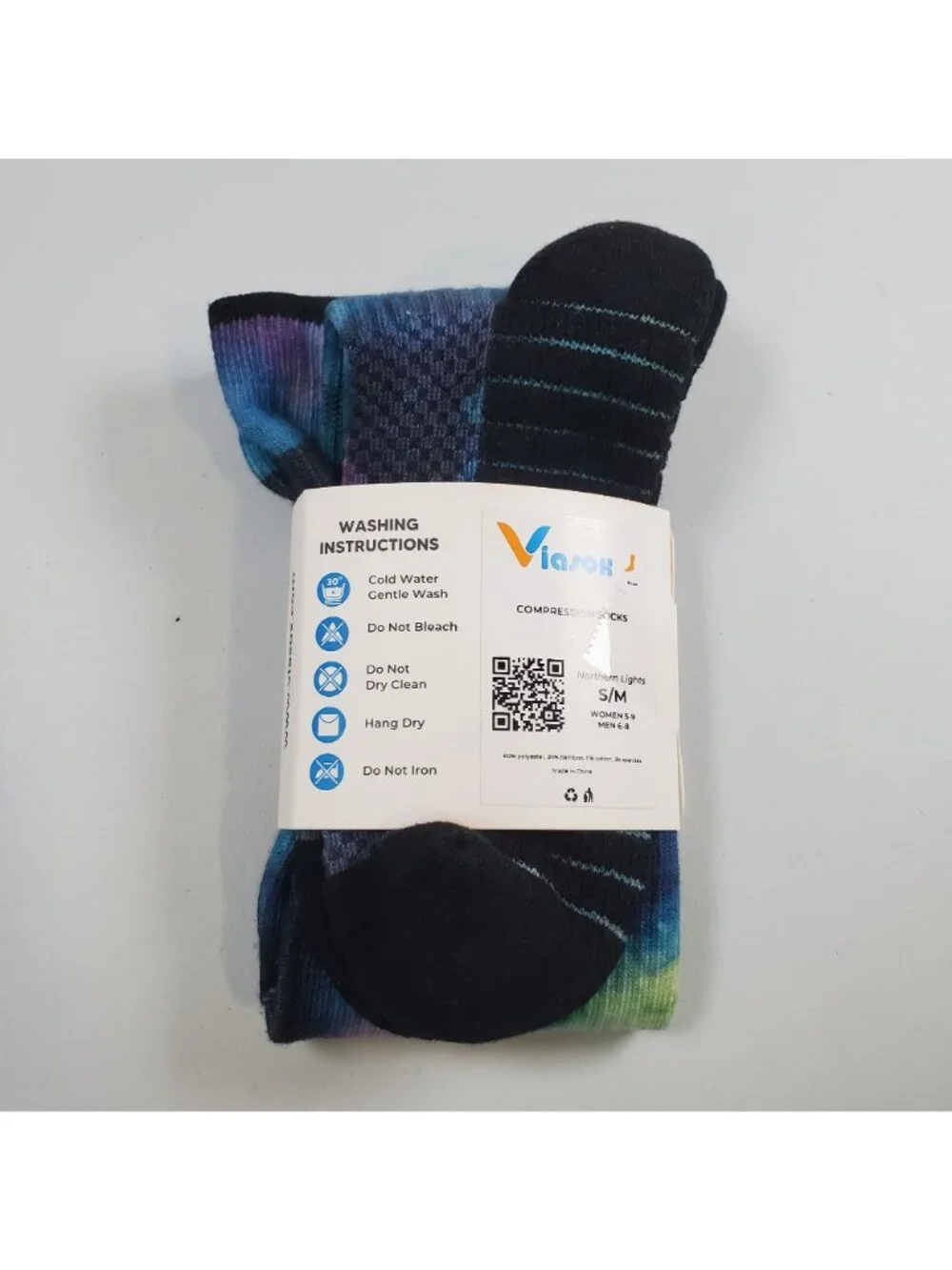 Viasox Stretch Compression Socks Women Size S - M NWT Northern Lights Bamboo
